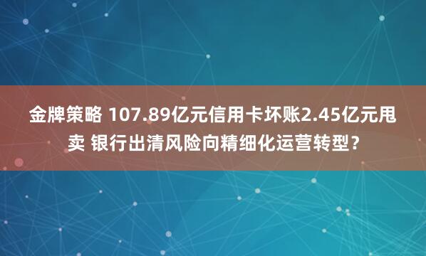 金牌策略 107.89亿元信用卡坏账2.45亿元甩卖 银行出清风险向精细化运营转型？