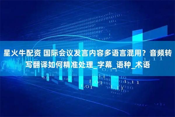 星火牛配资 国际会议发言内容多语言混用?音频转写翻译如何精准处理_字幕_语种_术语